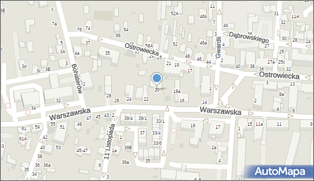 Radzyń Podlaski, Warszawska, 20, mapa Radzyń Podlaski