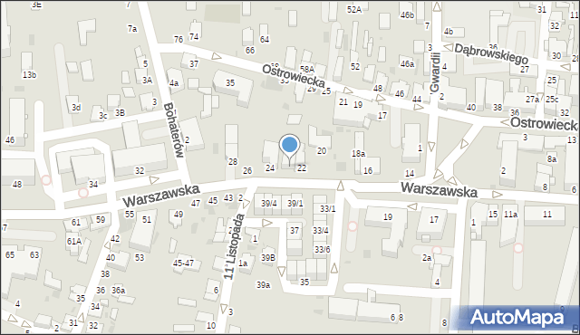 Radzyń Podlaski, Warszawska, 22A, mapa Radzyń Podlaski