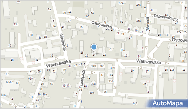 Radzyń Podlaski, Warszawska, 24, mapa Radzyń Podlaski