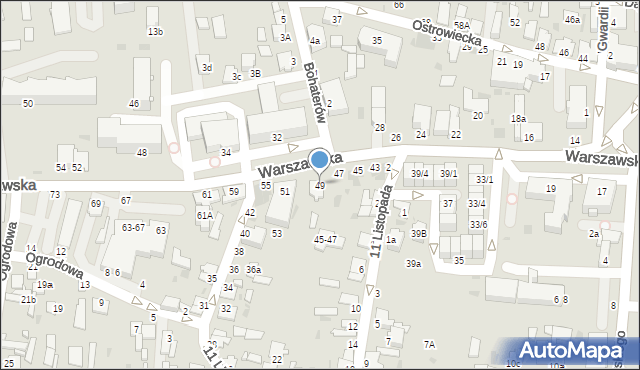 Radzyń Podlaski, Warszawska, 49, mapa Radzyń Podlaski