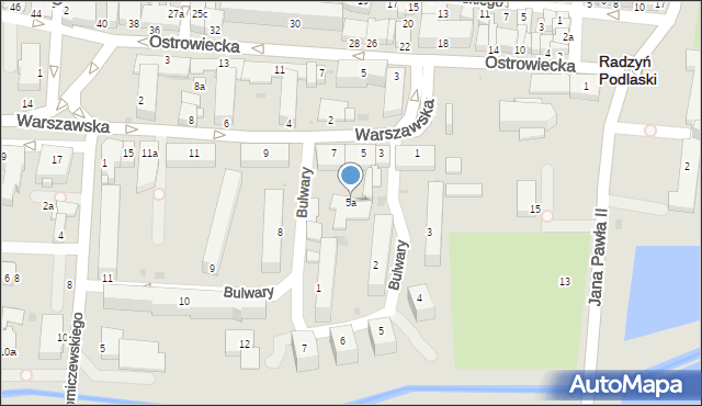 Radzyń Podlaski, Warszawska, 5a, mapa Radzyń Podlaski