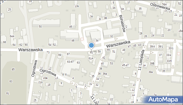 Radzyń Podlaski, Warszawska, 61, mapa Radzyń Podlaski