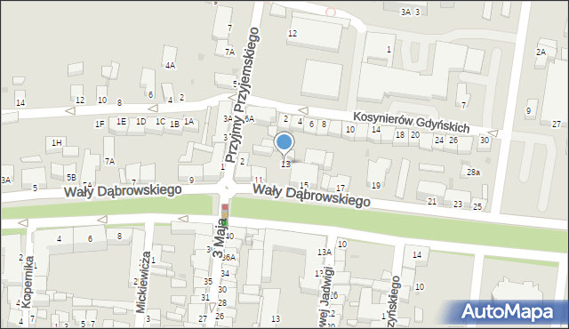 Rawicz, Wały Jarosława Dąbrowskiego, gen., 13, mapa Rawicz