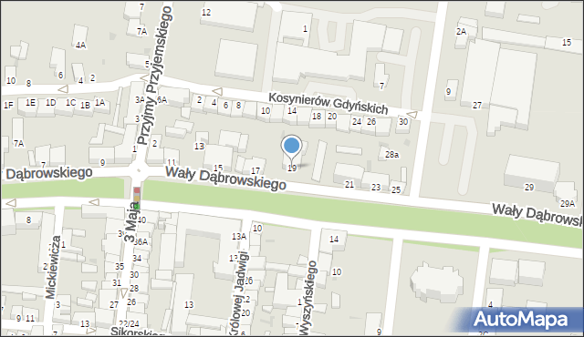 Rawicz, Wały Jarosława Dąbrowskiego, gen., 19, mapa Rawicz