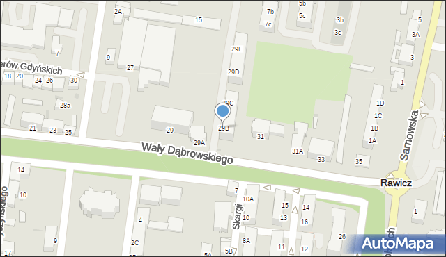 Rawicz, Wały Jarosława Dąbrowskiego, gen., 29B, mapa Rawicz