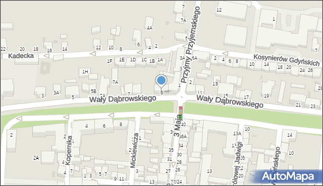 Rawicz, Wały Jarosława Dąbrowskiego, gen., 9, mapa Rawicz