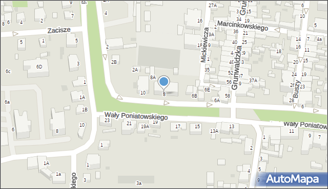 Rawicz, Wały Księcia Józefa Poniatowskiego, 8, mapa Rawicz