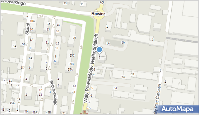 Rawicz, Wały Powstańców Wielkopolskich, 2, mapa Rawicz