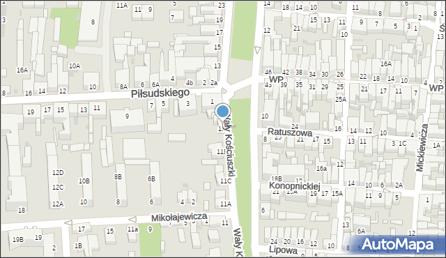 Rawicz, Wały Tadeusza Kościuszki, gen., 11F, mapa Rawicz
