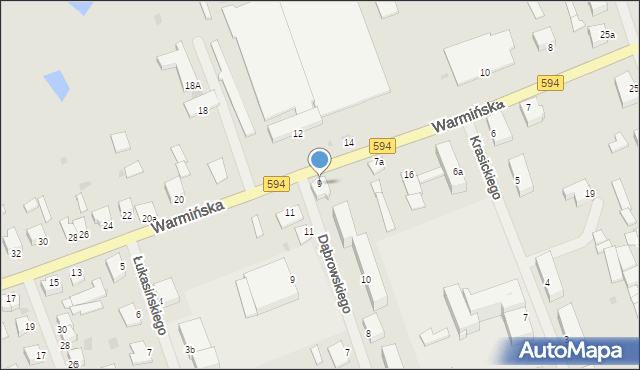 Reszel, Warmińska, 9, mapa Reszel