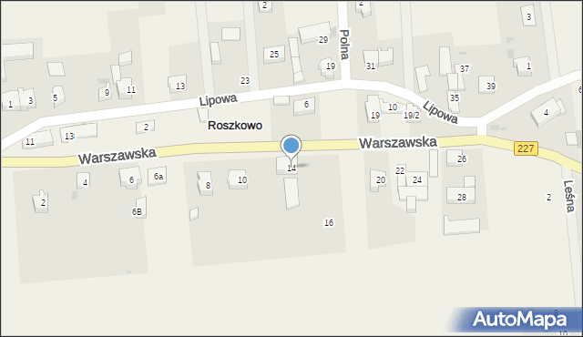 Roszkowo, Warszawska, 14, mapa Roszkowo