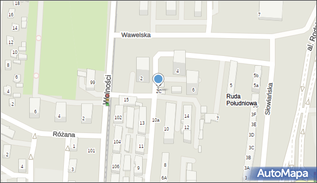 Ruda Śląska, Wawelska, 2C, mapa Rudy Śląskiej