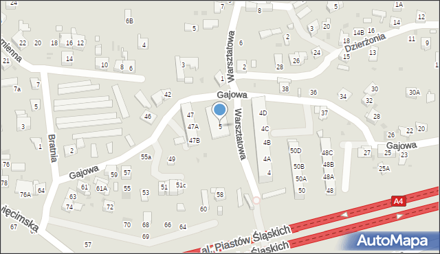 Ruda Śląska, Warsztatowa, 5, mapa Rudy Śląskiej