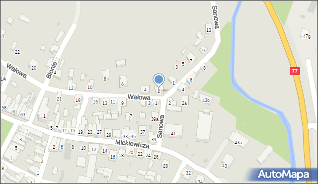 Rudnik nad Sanem, Wałowa, 2, mapa Rudnik nad Sanem