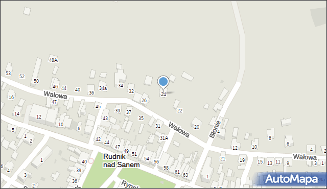Rudnik nad Sanem, Wałowa, 24, mapa Rudnik nad Sanem