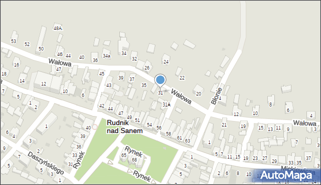 Rudnik nad Sanem, Wałowa, 31, mapa Rudnik nad Sanem