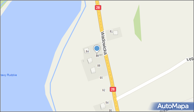 Rudze, Wadowicka, 86, mapa Rudze