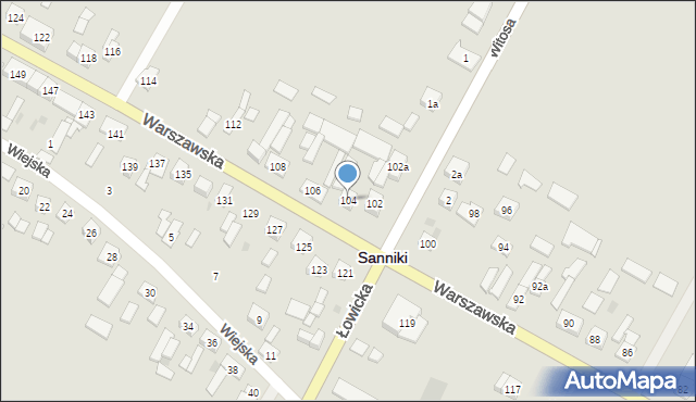Sanniki, Warszawska, 104, mapa Sanniki