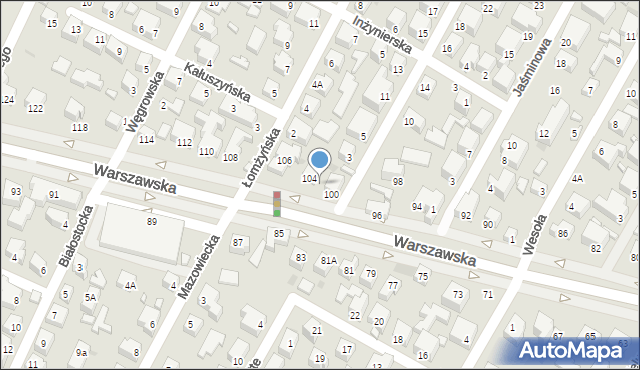 Siedlce, Warszawska, 102, mapa Siedlce