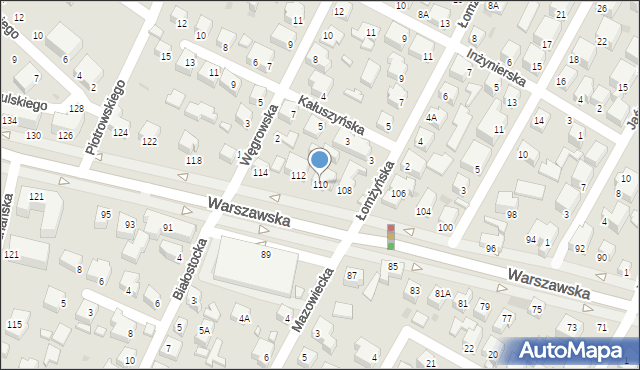 Siedlce, Warszawska, 110, mapa Siedlce