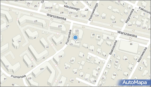 Siedlce, Warszawska, 121A, mapa Siedlce
