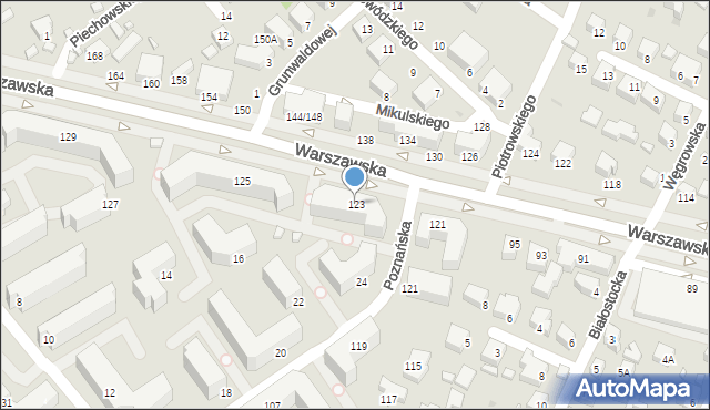 Siedlce, Warszawska, 123, mapa Siedlce