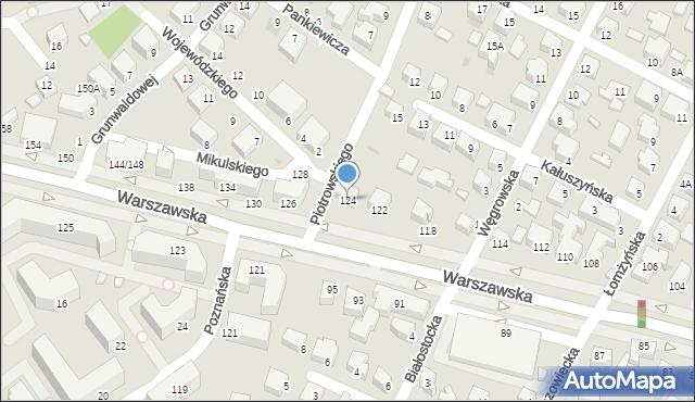 Siedlce, Warszawska, 124, mapa Siedlce