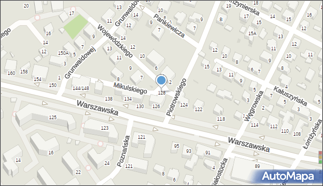 Siedlce, Warszawska, 128, mapa Siedlce