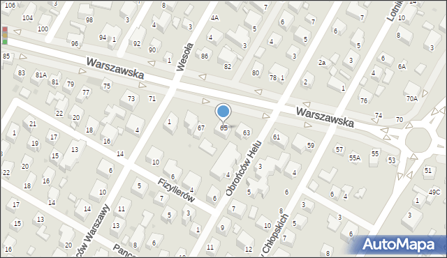 Siedlce, Warszawska, 65, mapa Siedlce