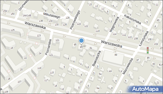 Siedlce, Warszawska, 93, mapa Siedlce