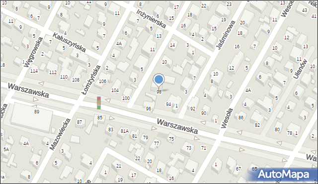 Siedlce, Warszawska, 98, mapa Siedlce