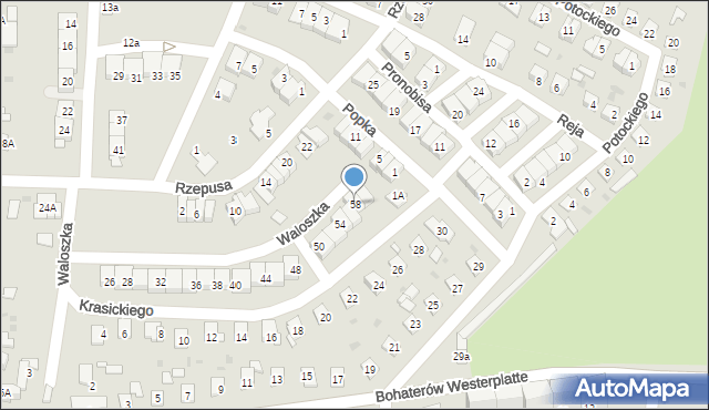 Siemianowice Śląskie, Waloszka Emanuela, 58, mapa Siemianowice Śląskie