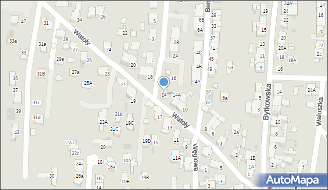Siemianowice Śląskie, Watoły Marcina, 14, mapa Siemianowice Śląskie