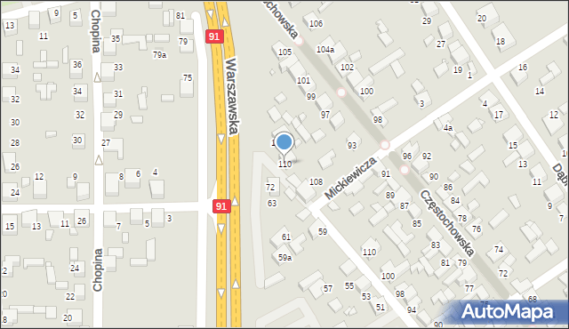 Siewierz, Warszawska, 110, mapa Siewierz