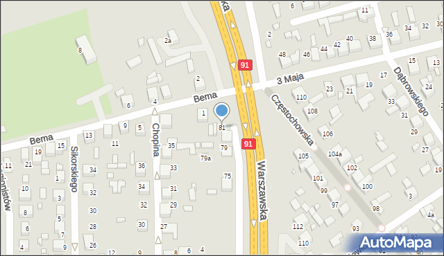 Siewierz, Warszawska, 81, mapa Siewierz