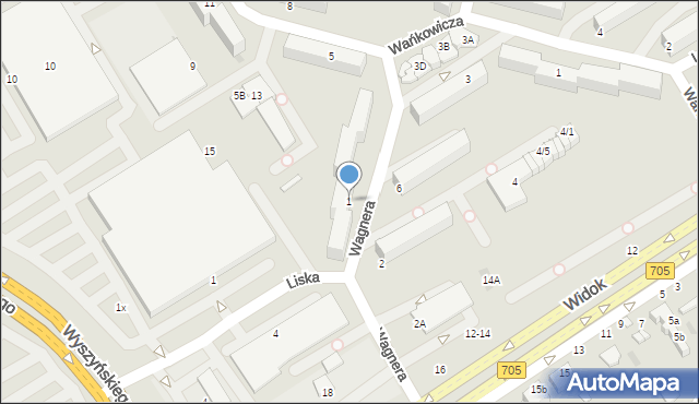 Skierniewice, Wagnera Tadeusza, dr., 1, mapa Skierniewic