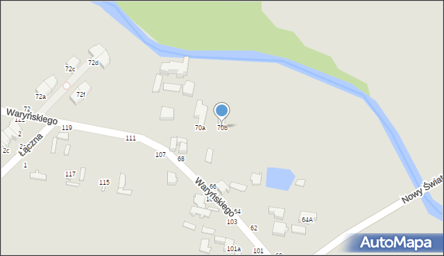 Skierniewice, Waryńskiego Ludwika, 70b, mapa Skierniewic