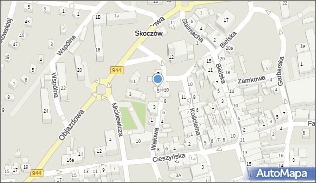 Skoczów, Wałowa, 5, mapa Skoczów