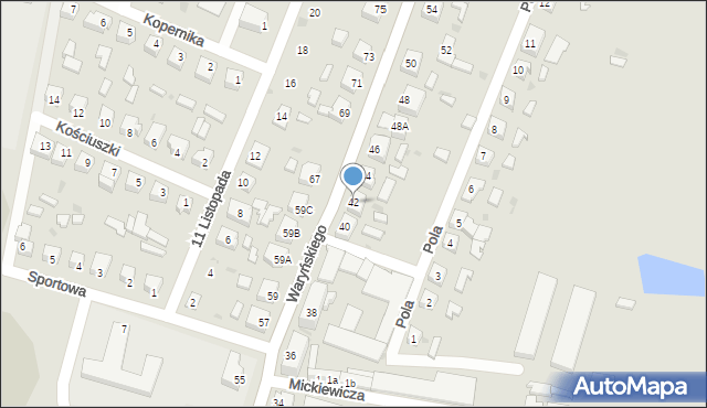 Sława, Waryńskiego Ludwika, 42, mapa Sława