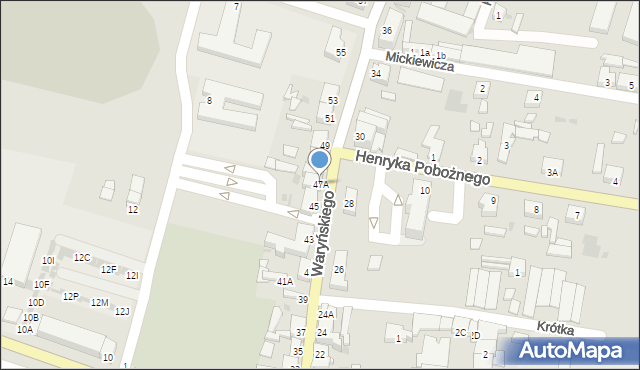 Sława, Waryńskiego Ludwika, 47A, mapa Sława