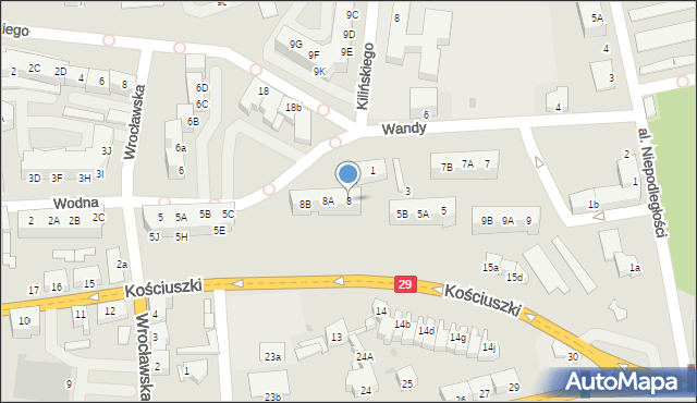 Słubice, Wandy, 8, mapa Słubice