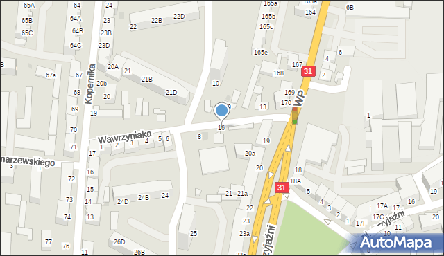 Słubice, Wawrzyniaka Piotra, ks., 16, mapa Słubice