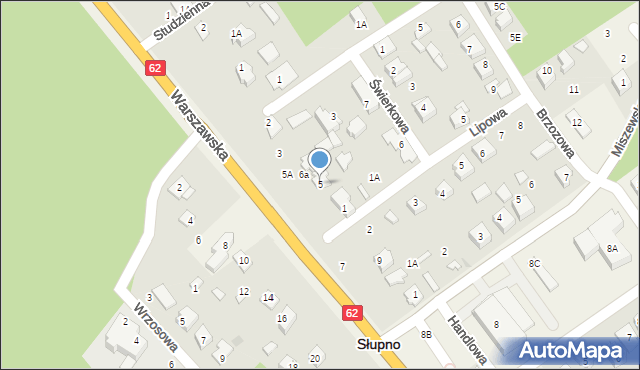 Słupno, Warszawska, 5, mapa Słupno