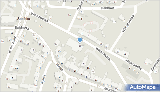 Sobótka, Warszawska, 4a, mapa Sobótka