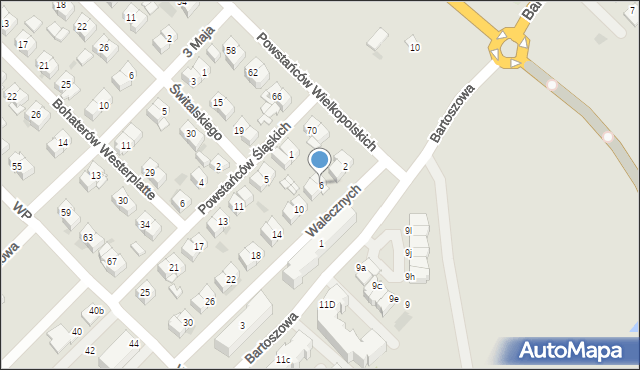 Sokołów Podlaski, Walecznych, 6, mapa Sokołów Podlaski