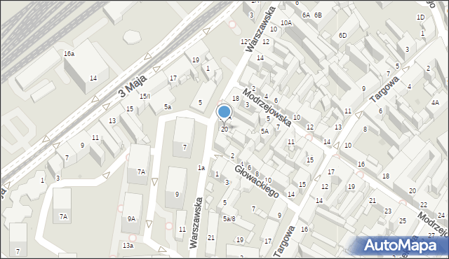 Sosnowiec, Warszawska, 20, mapa Sosnowca