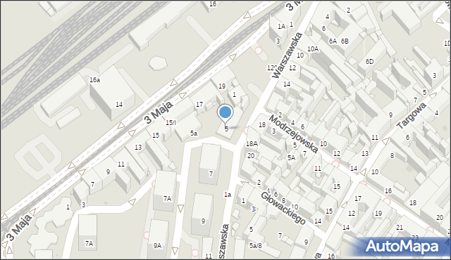 Sosnowiec, Warszawska, 5, mapa Sosnowca