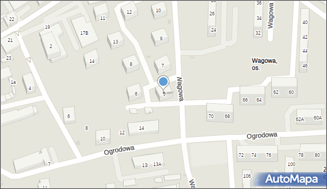 Sosnowiec, Wagowa, 5, mapa Sosnowca
