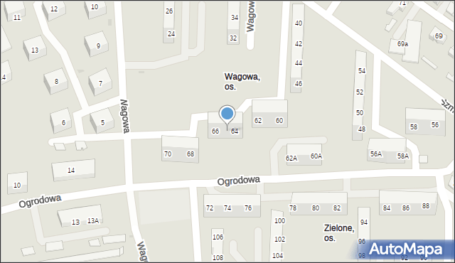 Sosnowiec, Wagowa, 64w, mapa Sosnowca