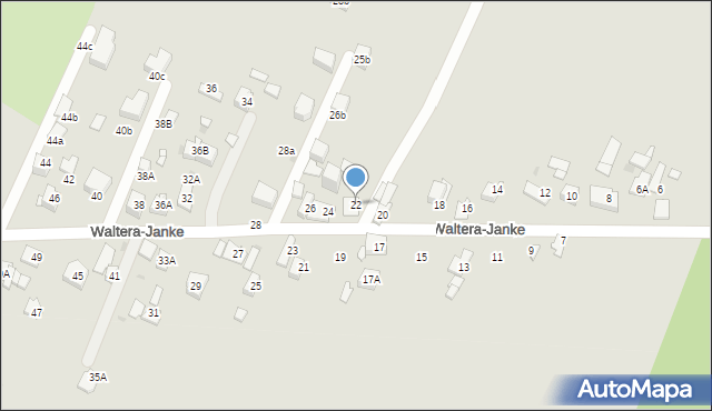 Sosnowiec, Waltera-Janke Zygmunta, gen., 22, mapa Sosnowca